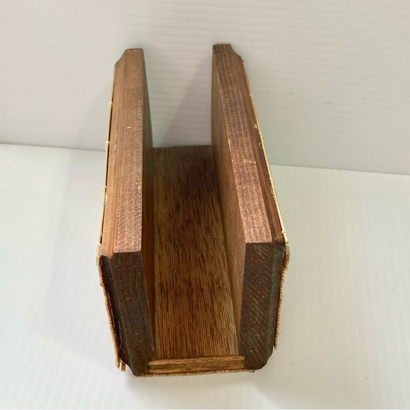 Napkin Letter Mail Holder Boho Beachy Wooden Storage 7.5" W x 3.75" T x 3.5" D - Picture 2 of 9